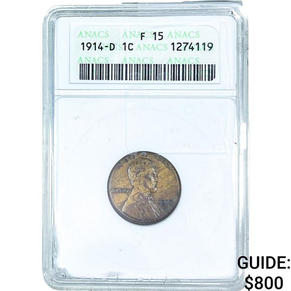 1914-D Wheat Cent ANACS F15
