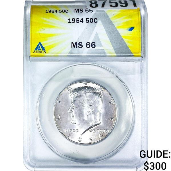 1964 Kennedy Half Dollar ANACS MS66