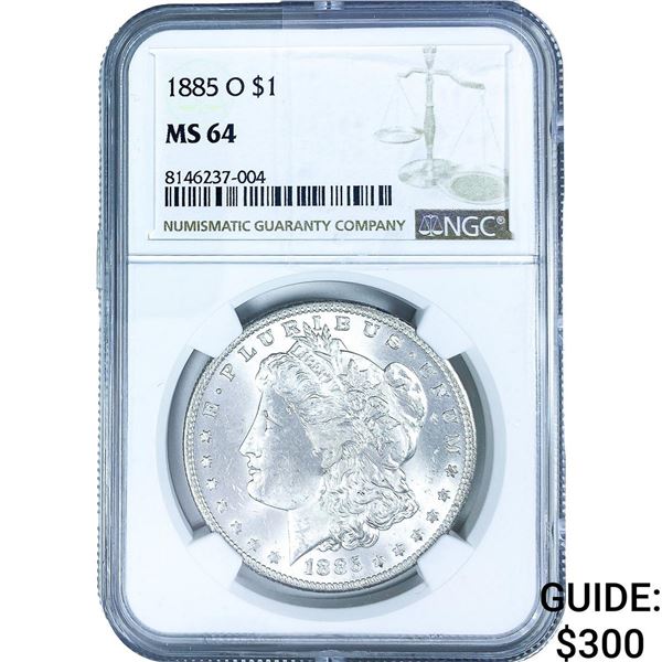 1885-O Morgan Silver Dollar NGC MS64