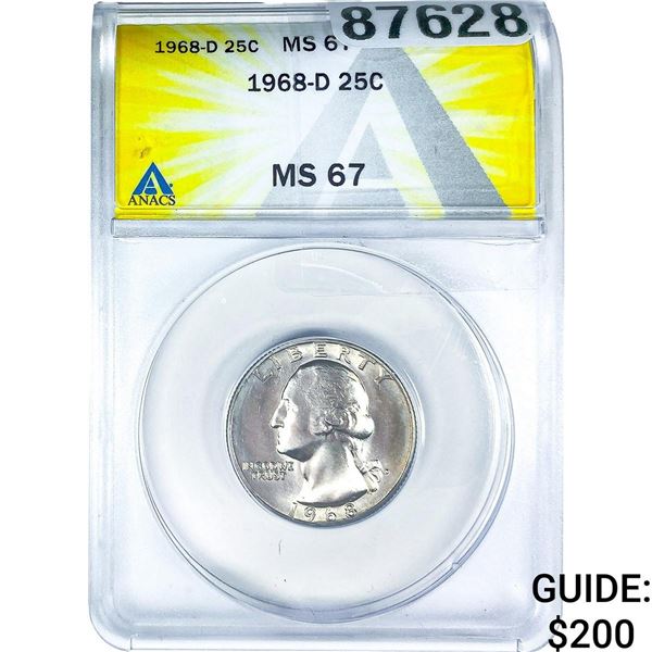 1968-D Washington Silver Quarter ANACS MS67