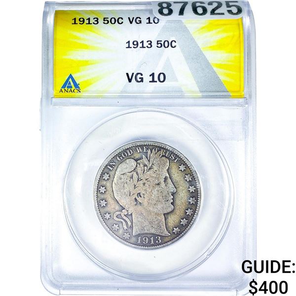 1913 Barber Half Dollar ANACS VG10