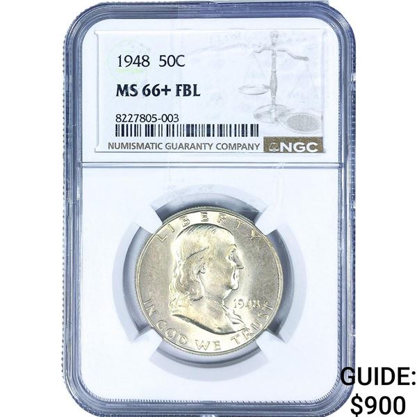 1948 Franklin Half Dollar NGC MS66+ FBL