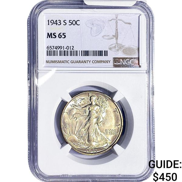 1943-S Walking Liberty Half Dollar NGC MS65