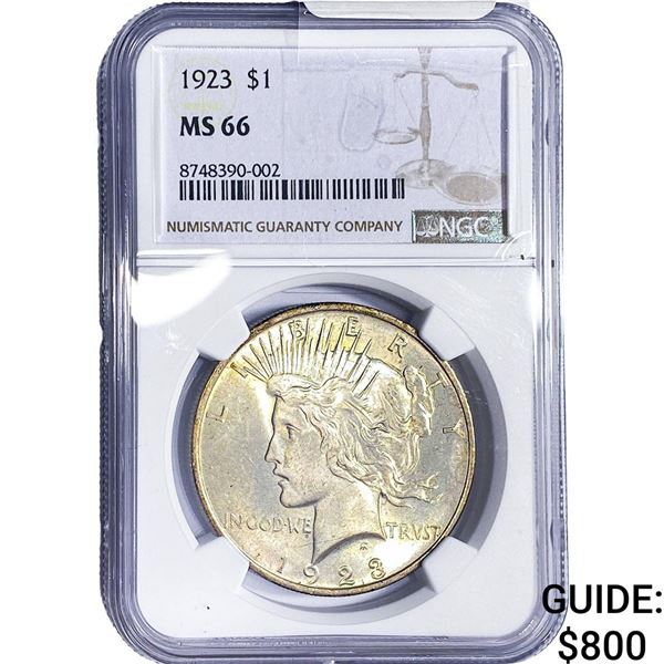 1923 Silver Peace Dollar NGC MS66