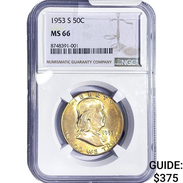 1953-S Franklin Half Dollar NGC MS66