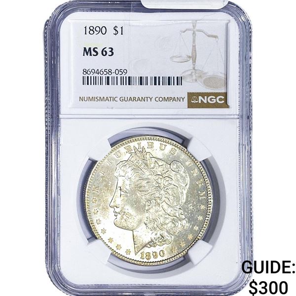 1890 Morgan Silver Dollar NGC MS63