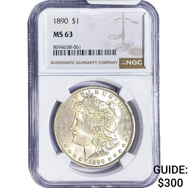 1890 Morgan Silver Dollar NGC MS63