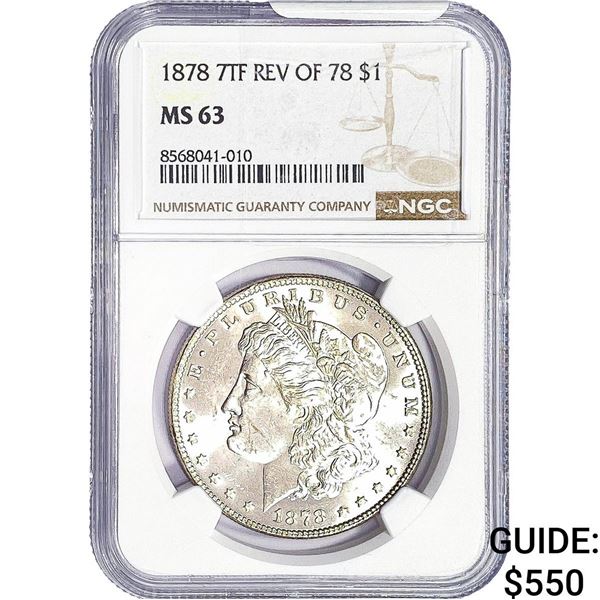1878 Morgan Silver Dollar NGC MS63