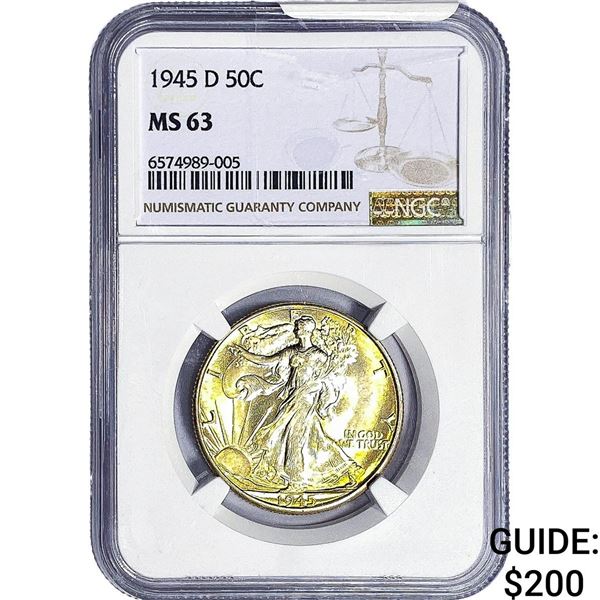 1945-D Walking Liberty Half Dollar NGC MS63