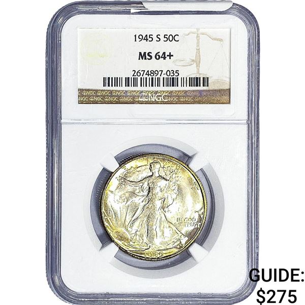 1945-S Walking Liberty Half Dollar NGC MS64+