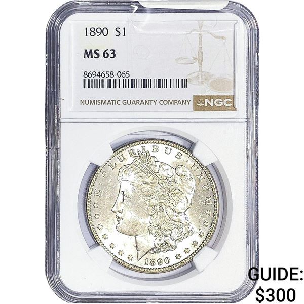 1890 Morgan Silver Dollar NGC MS63