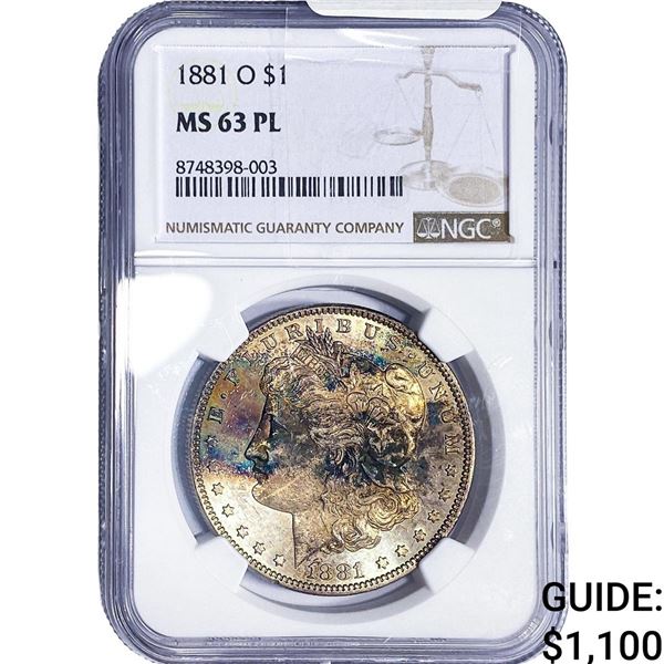 1881-O Morgan Silver Dollar NGC MS63 PL