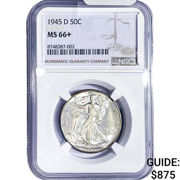 1945-D Walking Liberty Half Dollar NGC MS66+