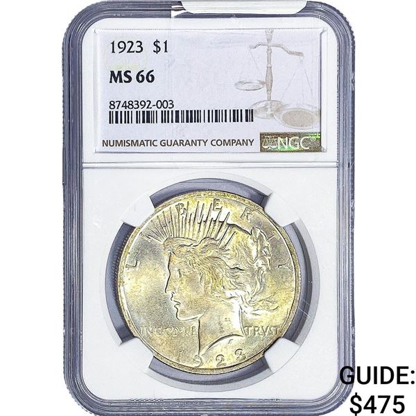 1923 Silver Peace Dollar NGC MS66