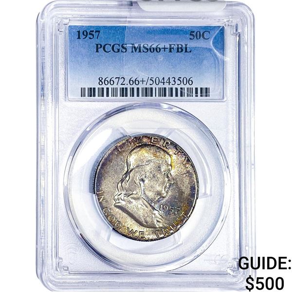 1957 Franklin Half Dollar PCGS MS66+ FBL