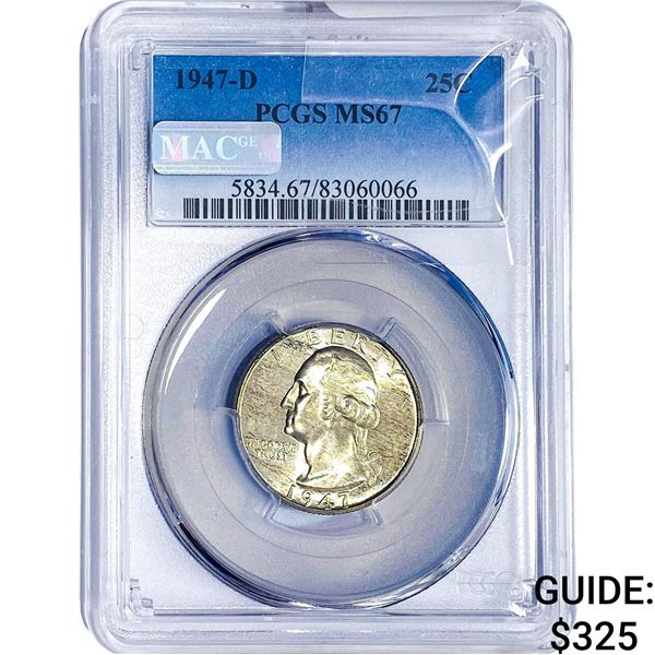 1947-D Washington Silver Quarter PCGS MS67