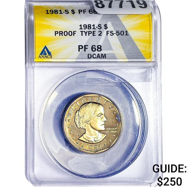 1981-S Susan B. Anthony $1 Type 2 ANACS PF68 DCAM