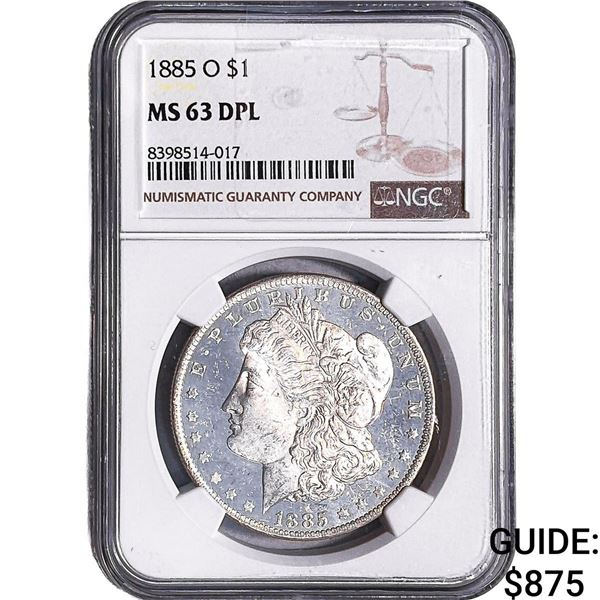 1885-O Morgan Silver Dollar NGC MS63 DPL