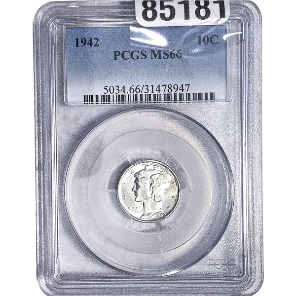1942 Mercury Silver Dime PCGS MS66