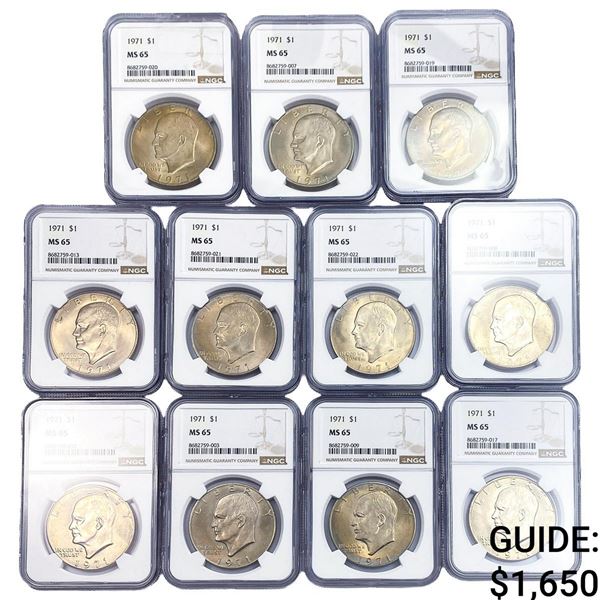 [11 Coins] 1971 Eisenhower Dollar NGC MS65