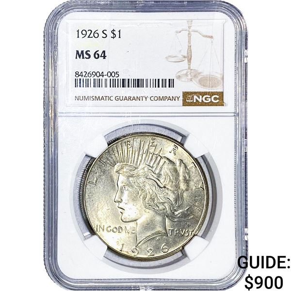 1926-S Silver Peace Dollar NGC MS64
