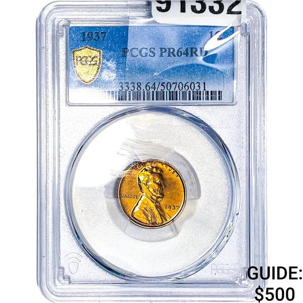 1937 Wheat Cent PCGS PR64 RD