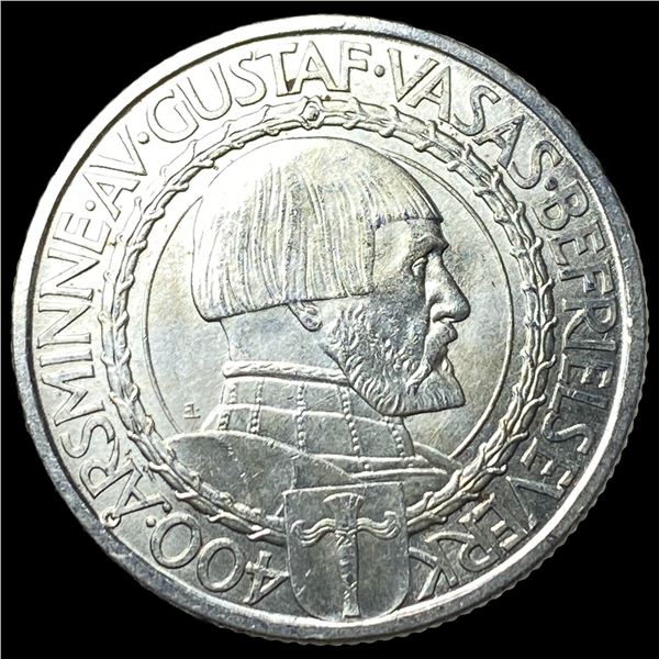 1921 Sweden Silver 2 Kroner UNCIRCULATED