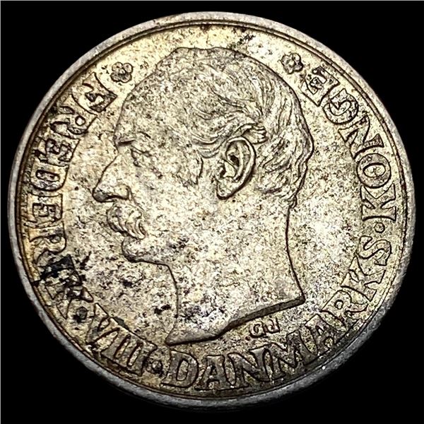 1907 Denmark Silver 10 Ore - Frederick VIII NEARLY UNCIRCULATED