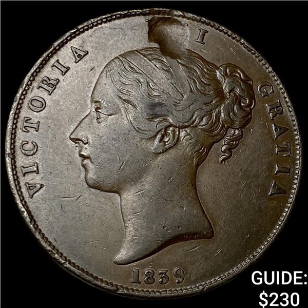 1839 Isle of Man Penny NEARLY UNCIRCULATED