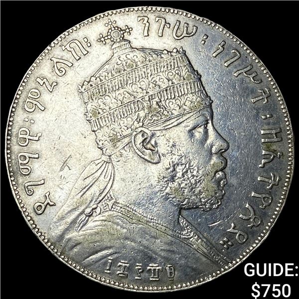 1897 Ethiopia .7537oz Silver Birr CLOSELY UNCIRCULATED