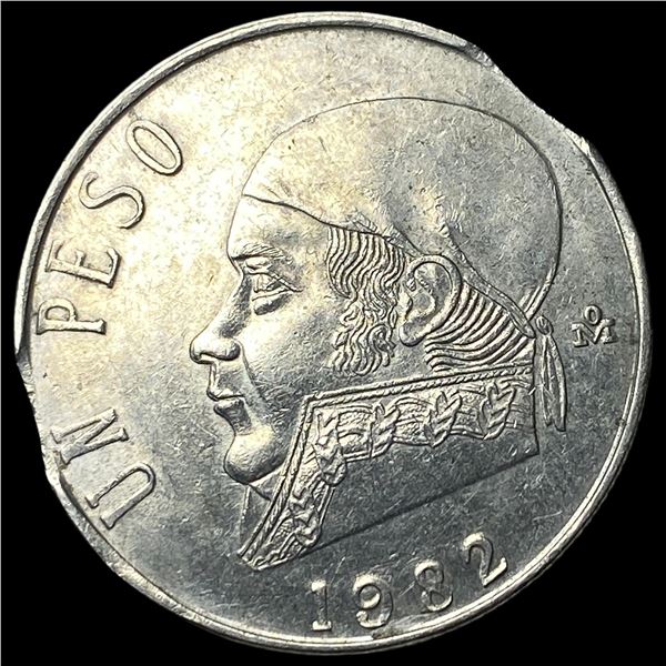1982Mo Mexico Silver 1 Peso Double Clip