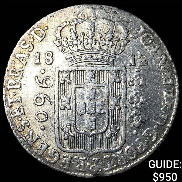 1812B Brazil Silver 960 Reis/Over 1812 8 Real Visible