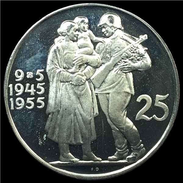 1955 Czechoslovakia Silver 25 Korun