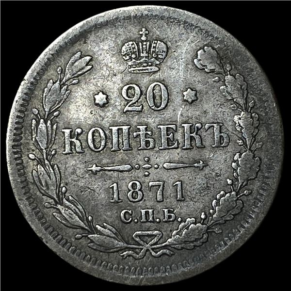 1871 Russia Silver 20 Kopeks