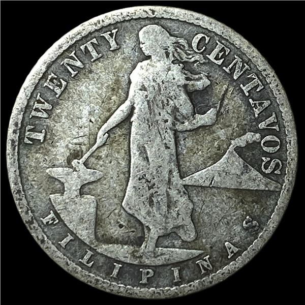1918S Philippines Silver 20 Centavos