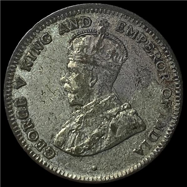 1921 Ceylon Silver 25 Cents