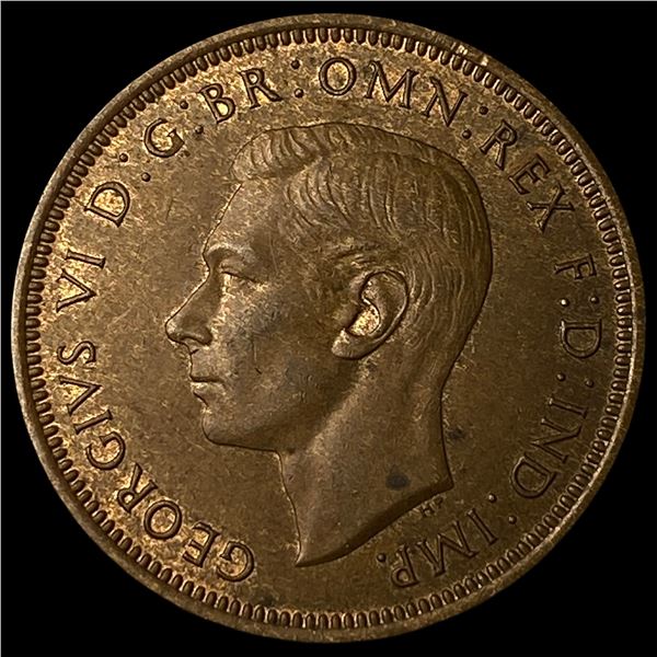 1939 Great Briatin Bronze 1/2 Penny