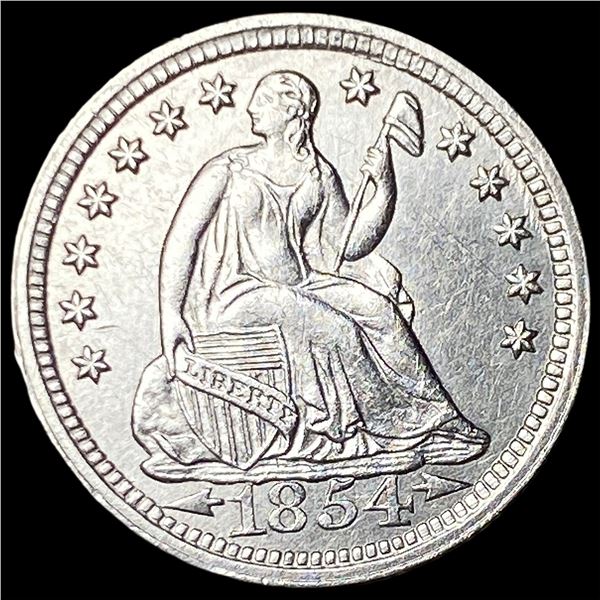 1854 Arrows Seated Liberty Half Dime CLOSELY UNCIRCULATED