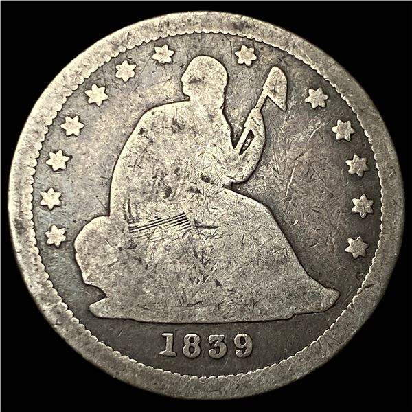 1839 Silver Seated Liberty Quarter NICELY CIRCULATED
