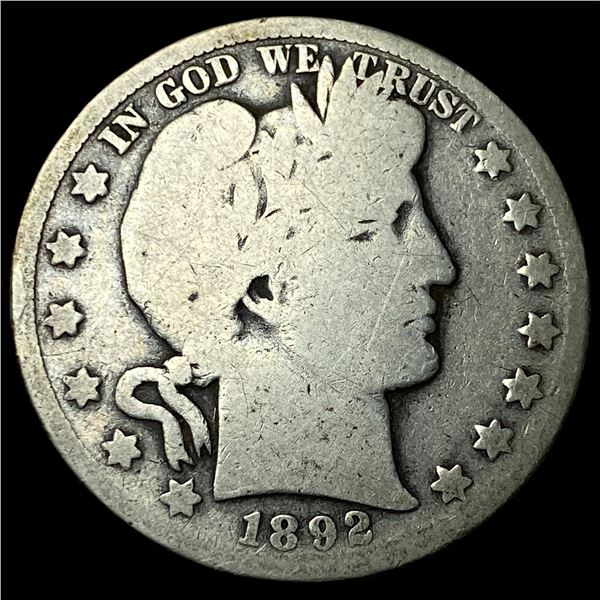 1892-S Silver Barber Half Dollar NICELY CIRCULATED