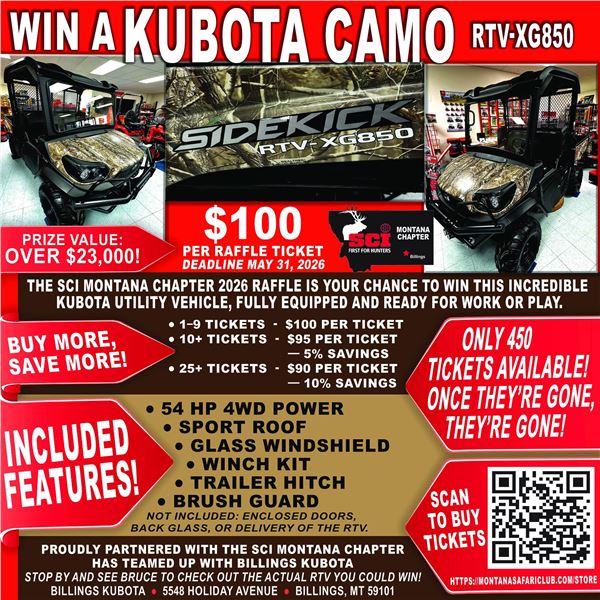 Kubota RTV-XG850 Raffle Tickets
