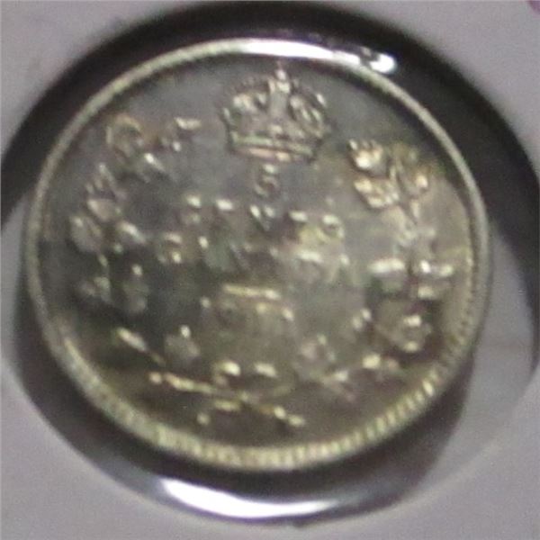 1911 CANADA KING GEORGE V SILVER FIVE CENT