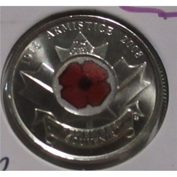 1918 - 2008 WORLD WAR I CANADA ARMISTICE PROOF LIKE QUARTER