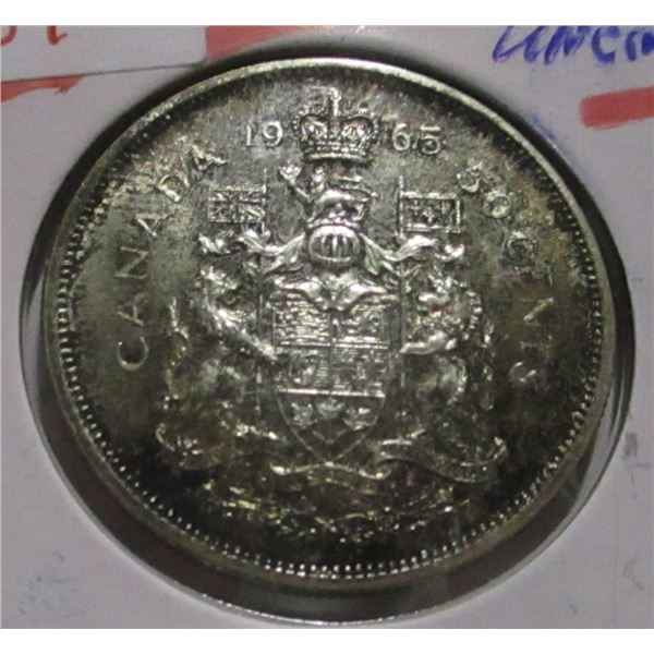 1965 UNCIRCULATED CANADA SILVER HALF DOLLAR