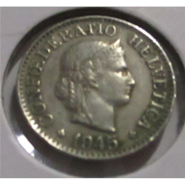 1945 CONFEDERATION/HELIEVITICA SILVER TEN CENT