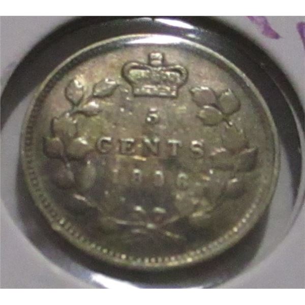 1890H CANADA VICTORIAN SILVER FIVE CENT