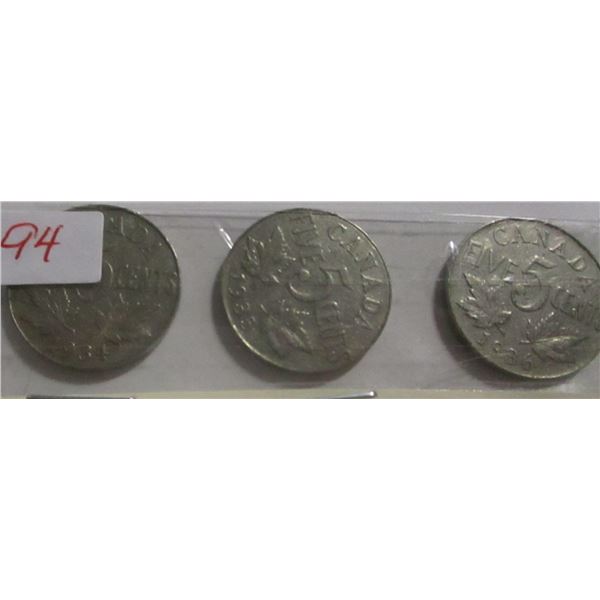 1934, 1935 & 1936 CANADA KING GEORGE V NICKELS