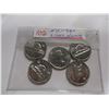 Image 9 : LOT OF FIVE 1961 CH/BU 12 SIDED CANADA NICKELS