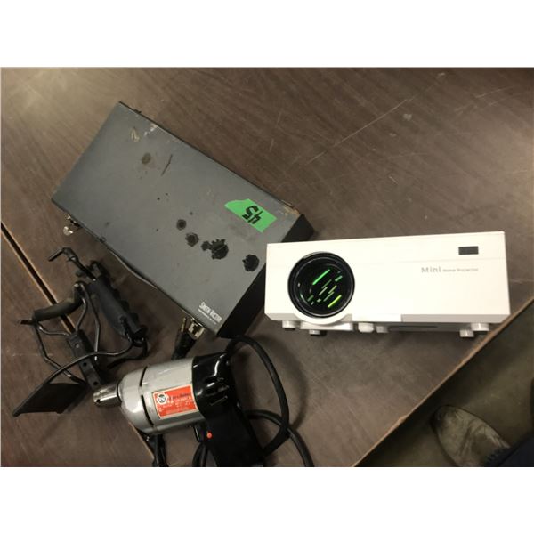 MINI PROJECTOR, DRILL, SLING SHOT, STAPLES, STAPLER, ETC