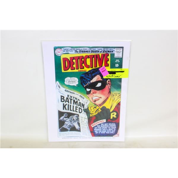 REPRINTED FRONT COVER DETECTIVE COMICS 12 CENT
